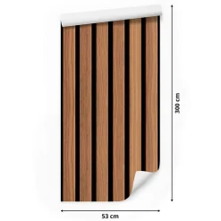 Papier Peint Intissé Pour Chambre LAMELLES Imitation Bois 53cm x 300cm
