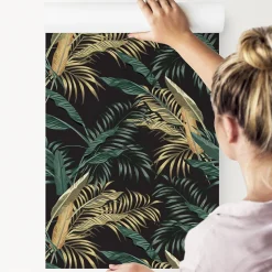 Papier Peint Intissé Pour Chambre FEUILLES Tropicales Nature