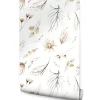 Papier Peint Intissé Pour Salon FLEURS Feuilles Plantes Aquarelle