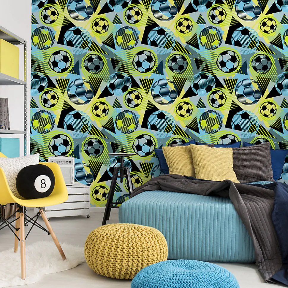 Papier Peint Intissé Pour Chambre D'Enfant GARCON Football Sport
