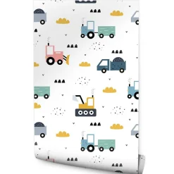 Papier Peint Intissé Pour Chambre D'Enfant VEHICULES Nuages