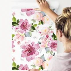 Papier Peint Intissé Pour La Chambre FLEURS Pivoines Colorées Plantes Nature