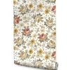 Papier Peint Intissé Pour Chambre FLEURS Roses Camomille Nature
