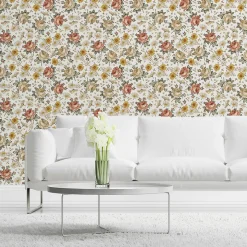 Papier Peint Intissé Pour Chambre FLEURS Roses Camomille Nature