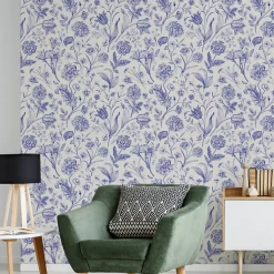 Papier Peint Intissé Pour Chambre FLEURS Feuilles Plantes Nature