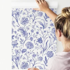 Papier Peint Intissé Pour Chambre FLEURS Feuilles Plantes Nature