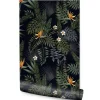 Papier Peint Intissé Pour Salon FEUILLES Tropicales Fleurs Exotiques