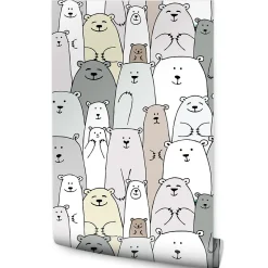Papier Peint Intissé Pour Chambre D'Enfant OURS Polaires De Conte Fées Colorés