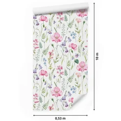 Papier Peint Intissé Pour Salon FLEURS Coquelicots Feuilles Nature