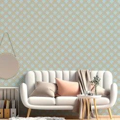Papier peint intissé pré-encollé - SCANDINAVE ART DÉCO AQUAMARINE ARCHES - 1 rouleau de 300x60cm