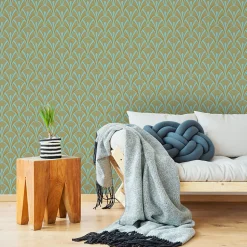 Papier peint intissé pré-encollé - SCANDINAVE ART DÉCO AQUAMARINE - 1 rouleau de 300x60cm