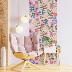 Papier peint intissé pré-encollé - FLEURS ET MOINEAUX - 1 rouleau de 300x60cm