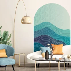 Papier peint intissé pré-encollé fresques géantes - ARCHE VAGUES ABSTRAITES EN OCÉAN - 85x60cm