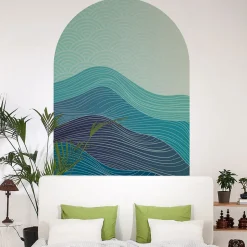 Papier peint intissé pré-encollé fresques géantes - ARCHE VAGUES ABSTRAITES EN OCÉAN - 85x60cm