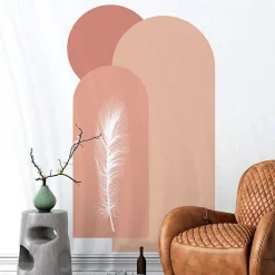 Papier peint intissé pré-encollé fresques géantes - ARCHES ET PLUME ROSE - 200x120cm