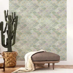Papier peint intissé pré-encollé - ORNEMENTS CHIC VERT - 1 rouleau de 300x60cm