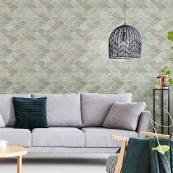 Papier peint intissé pré-encollé - ORNEMENTS CHIC VERT - 1 rouleau de 300x60cm