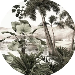 Papier peint intissé pré-encollé fresques géantes - FRESQUE JUNGLE TROPICALE VINTAGE - 60x60cm