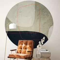 Papier peint intissé pré-encollé fresques géantes - FRESQUE ABSTRAITE LIGNE ORANGE - 90x90cm