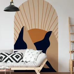 Papier peint intissé pré-encollé fresques géantes - ARCHE MONTAGNES AU CRÉPUSCULE - 150x90cm