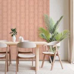 Papier peint intissé pré-encollé - SCANDINAVE ART DÉCO ROSÉ - 1 rouleau de 300x60cm