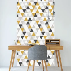 Papier peint intissé pré-encollé - MOTIF GÉOMÉTRIQUE SCANDINAVE TRIANGLES - 1 rouleau de 300x60cm