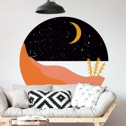 Papier peint intissé pré-encollé fresques géantes - ROND BORD DE MER NOIR - 60x60cm
