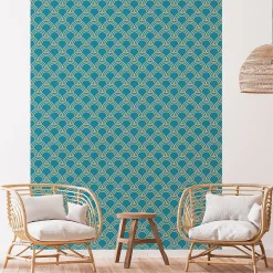 Papier peint intissé pré-encollé - SCANDINAVE ART DÉCO BLEU CANARD ARCHES - 1 rouleau de 300x60cm