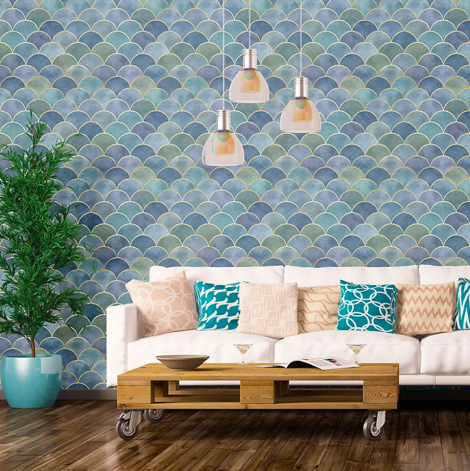 Papier peint intissé pré-encollé - ORNEMENTS CHIC OCEAN - 1 rouleau de 300x60cm