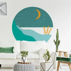 Papier peint intissé pré-encollé fresques géantes - ROND BORD DE MER TURQUOISE - 120x120cm