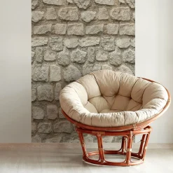 Papier peint intissé pré-encollé - MUR DE PIERRE GRISE - 1 rouleau de 300x60cm