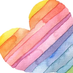 Papier peint intissé pré-encollé fresques géantes - CŒUR ARC-EN-CIEL - 60x60cm