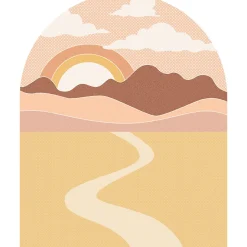 Papier peint intissé pré-encollé fresques géantes - SOLEIL LEVANT CALIFORNIEN AVEC DÉSERT ET NUAGES SOUS ARCHE - 150x120cm
