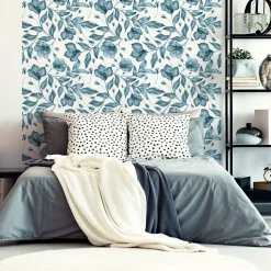 Papier peint intissé pré-encollé - FLEURS D'ÉTÉ BLEUES - 1 rouleau de 300x60cm