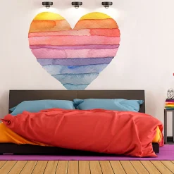 Papier peint intissé pré-encollé fresques géantes - CŒUR ARC-EN-CIEL - 120x120cm