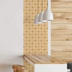 Papier peint intissé pré-encollé - RÉTRO BEIGE ET JAUNE - 1 rouleau de 300x60cm