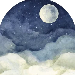 Papier peint intissé pré-encollé fresques géantes - NUIT AU CLAIRE DE LA LUNE - 60x60cm