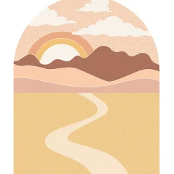 Papier peint intissé pré-encollé fresques géantes - SOLEIL LEVANT CALIFORNIEN AVEC DÉSERT ET NUAGES SOUS ARCHE - 112x90cm