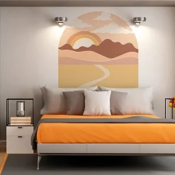 Papier peint intissé pré-encollé fresques géantes - SOLEIL LEVANT CALIFORNIEN AVEC DÉSERT ET NUAGES SOUS ARCHE - 112x90cm