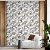 Papier peint intissé pré-encollé - SCANDINAVE GRAPHIQUE BRUN GRIS BLANC - 1 rouleau de 300x60cm