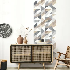 Papier peint intissé pré-encollé - SCANDINAVE GRAPHIQUE BRUN GRIS BLANC - 1 rouleau de 300x60cm