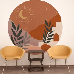 Papier peint intissé pré-encollé fresques géantes - NUIT DÉSERTIQUE ABSTRAITE RONDE - 60x60cm