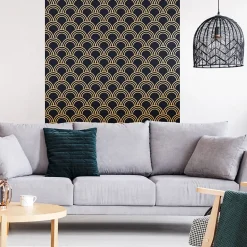 Papier peint intissé pré-encollé - SCANDINAVE ART DÉCO BLEU NUIT ARCHES - 1 rouleau de 300x60cm