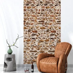 Papier peint intissé pré-encollé - MUR EN PIERRE D'ARDENNE - 1 rouleau de 300x60cm