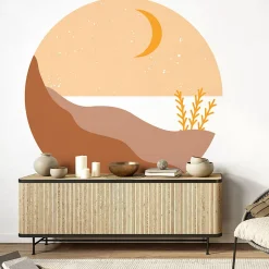 Papier peint intissé pré-encollé fresques géantes - ROND BORD DE MER BEIGE - 90x90cm
