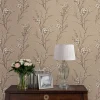 Papier peint intissé Pussy willow imprimé fleurs beige taupe L.1000 x l.52cm Laura Ashley