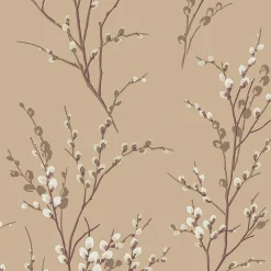Papier peint intissé Pussy willow imprimé fleurs beige taupe L.1000 x l.52cm Laura Ashley