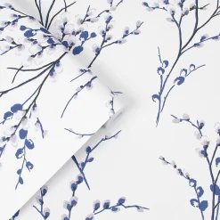 Papier peint intissé Pussy willow imprimé fleurs bleu L.1000 x l.52cm Laura Ashley