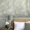 Papier peint intissé Sage & duck egg imprimé fleurs vert L.1000 x l.52cm William Morris