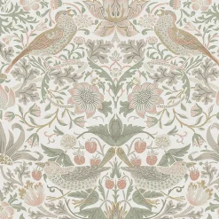 Papier peint intissé Sage strawberry rose L.1000 x l.52cm William Morris